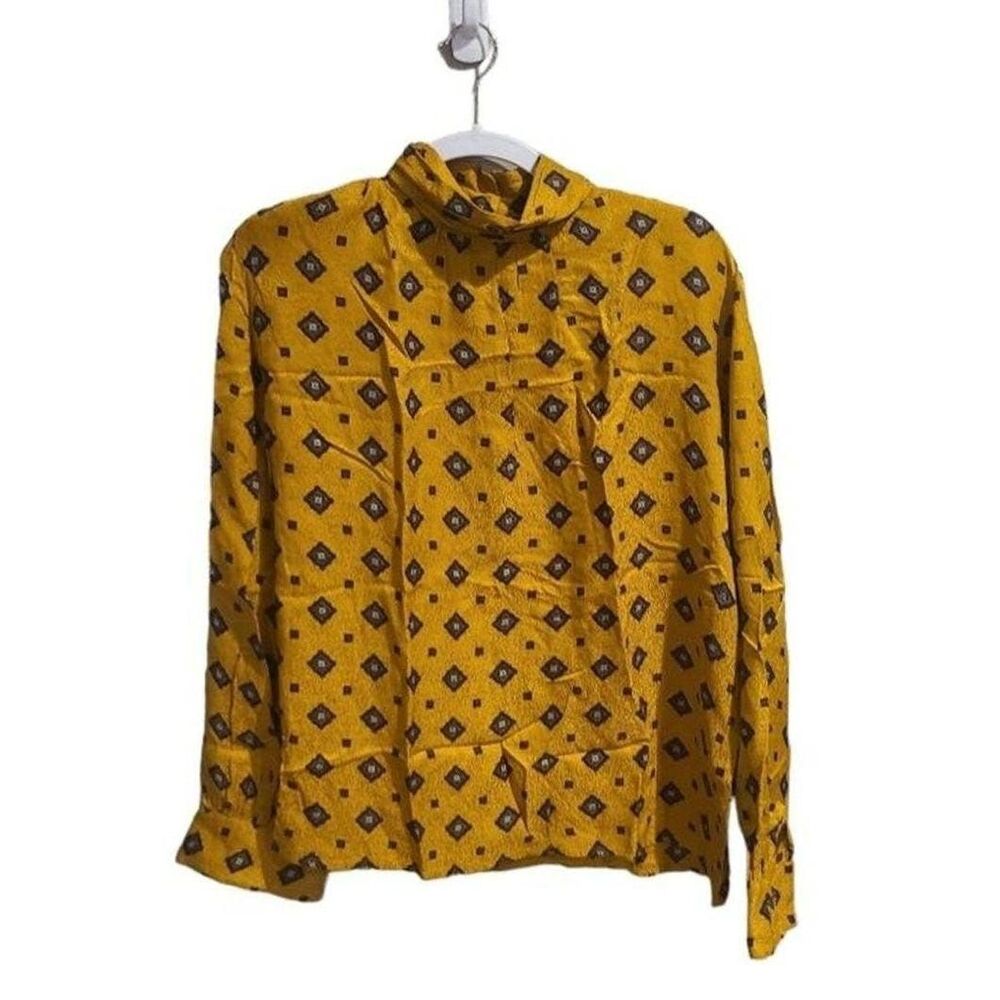 Mark Shale Vtg Gold Diamond Silk Blouse